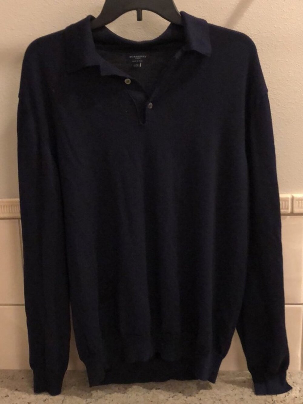 Vintage Burberry Golf merino wool polo collar knit relaxed fit pullover sweater